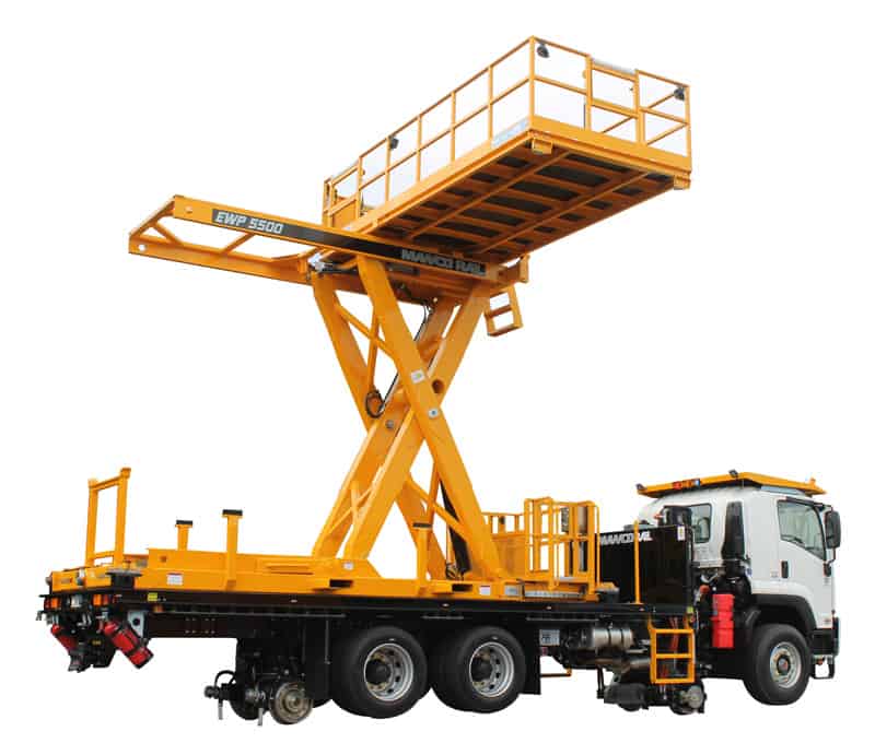 Rail Electrification Vehicle with Scissor Lift